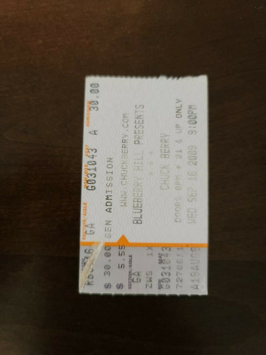 Chuck Berry 2009, Toronto Original Concert Ticket Stub
