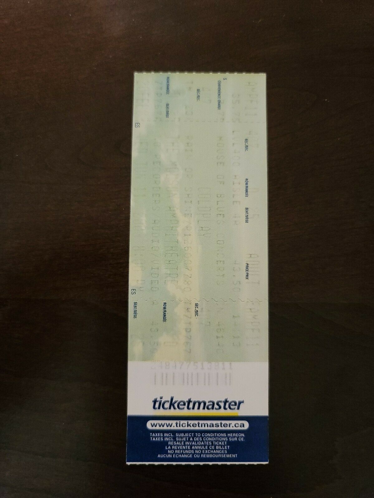 Coldplay 2003, Toronto Molson Amphitheater Original Concert Ticket Stub