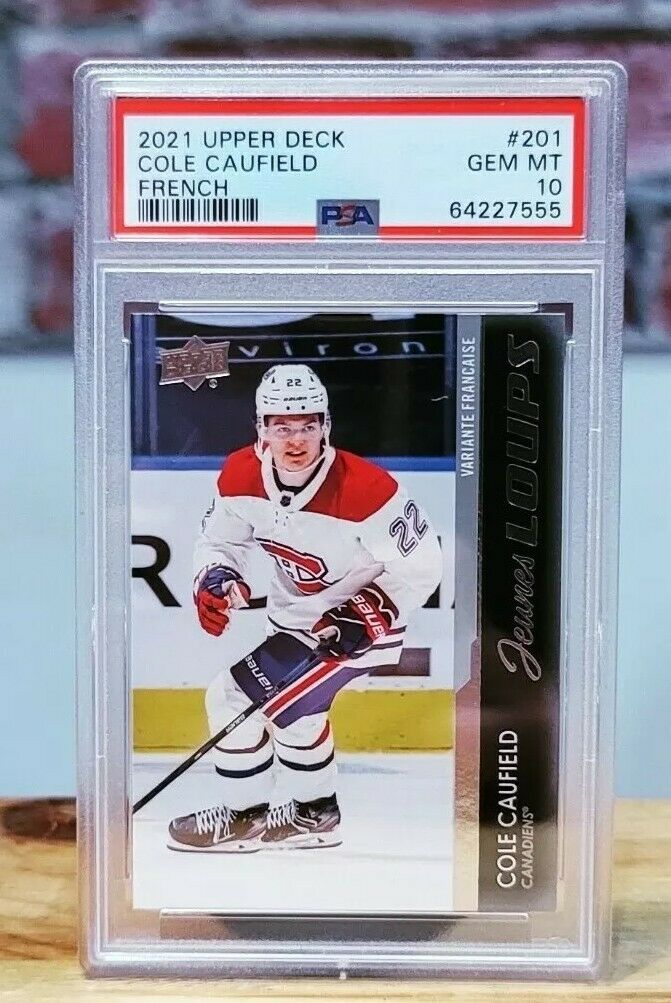 2021/22 Upper Deck Cole Caufield French Young Guns Rookie #201 PSA 10 1st Graded