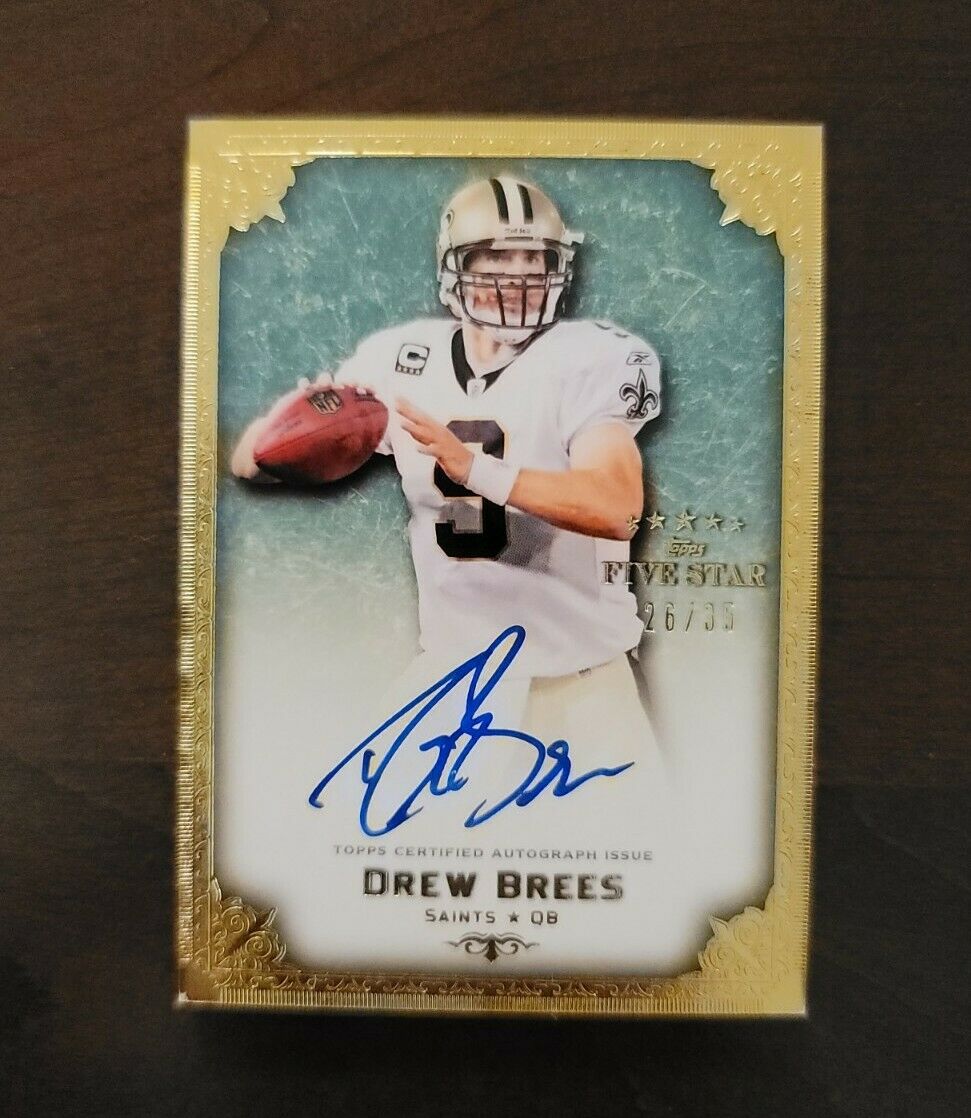 2010 Topps Five Star Drew Brees Autograph Card/35 Hard Signed Blue Ink SSP