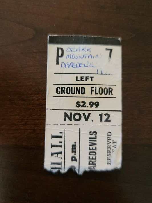Daredevils 1976, Toronto Massey Hall Original Vintqge Concert Ticket Stub