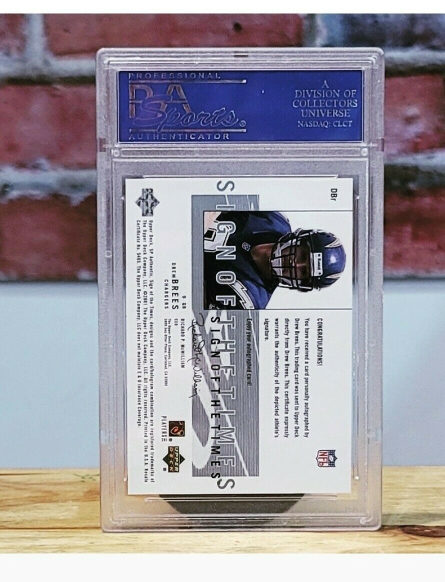 2001 SP Authentic Drew Brees Sign Of The Times Autograph RC Rookie Card PSA 10