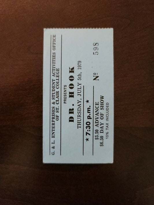 Dr Hook Toronto St Clair College Vintage Original Concert Ticket Stub