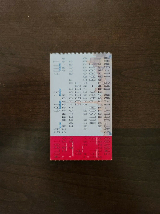 Edgefest 2000, Barrie Molson Park Original Concert Ticket Stub