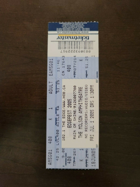 Edgefest 2005, Toronto Molson Amphitheater Original Concert Ticket Stub