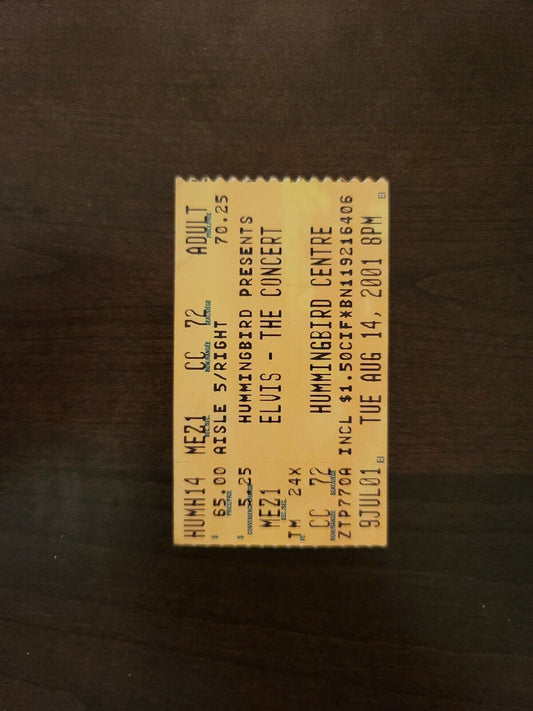 Elvis The Concert 2001, Toronto Hummingbird Centre Original Vintage Ticket Stub