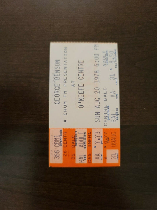 George Benson 1978, Toronto O'Keefe Centre Original Concert Ticket Stub