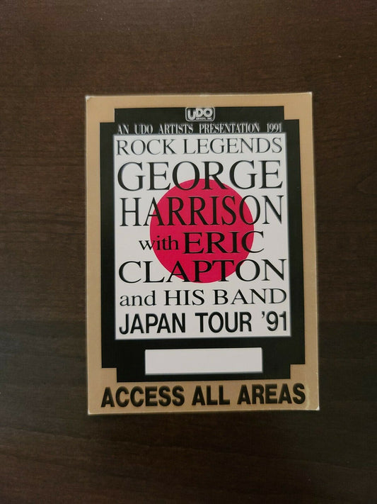George Harrison Eric Clapton 1991, Japan Original Concert Show All Access Pass