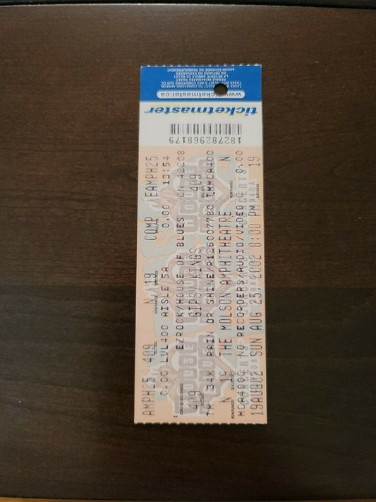 Gypsy Kings 2002, Toronto Molson Amphitheater Original Concert Ticket Stub