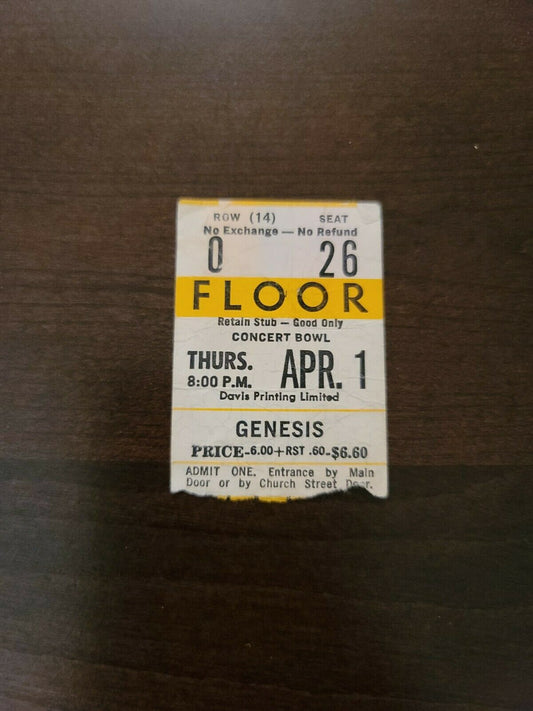 Genesis 1976, Toronto Maple Leaf Gardens Original Concert Ticket Stub