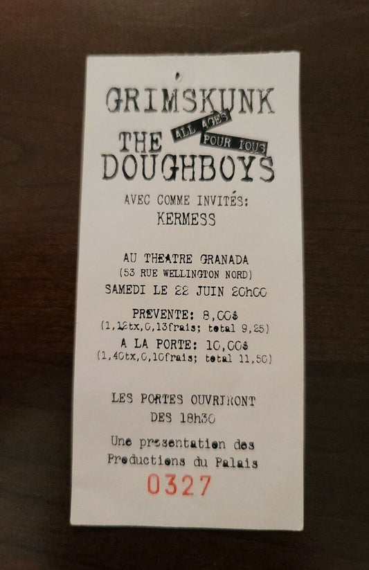 The Doughboys 1990s, Sherbrooke Au Theatre Original Concert Movie Ticket Stub