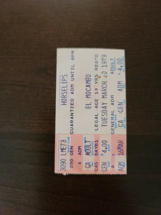 Horselips 1979, Toronto El Mocambo Original Concert Ticket Stub