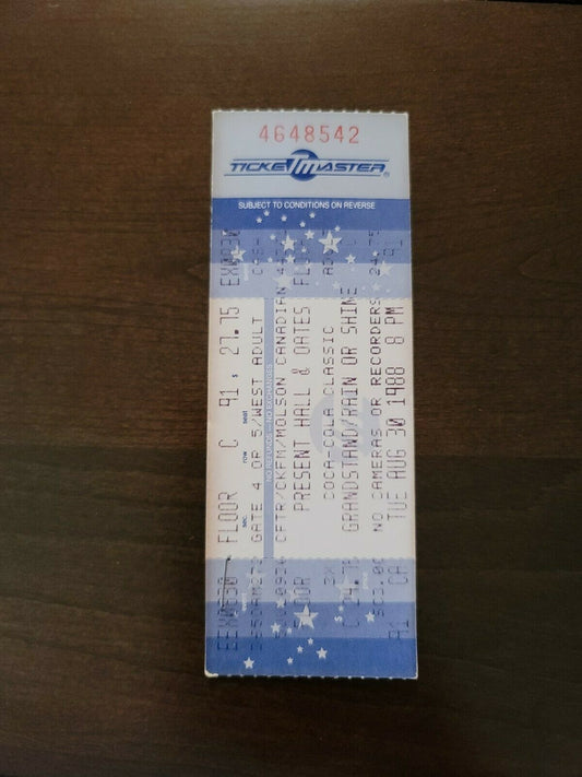 Hall And Oates 1988, Toronto CNE Grandstand Original Concert Ticket Stub