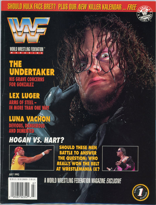 Original WWF WWE Wrestling Magazine (July 1993) Undertaker, Hart Vs Hogan