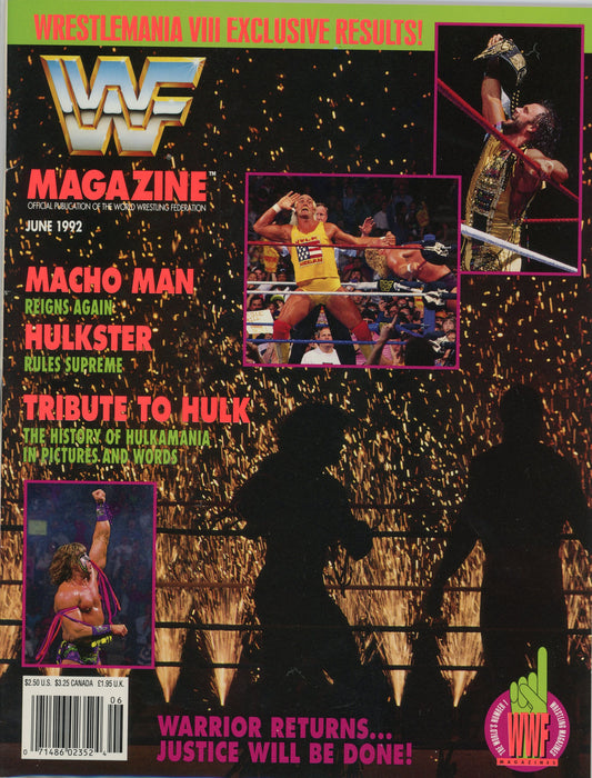 Original WWF WWE Wrestling Magazine (June 1992) Ultimate Warrior, Hulk Hogan
