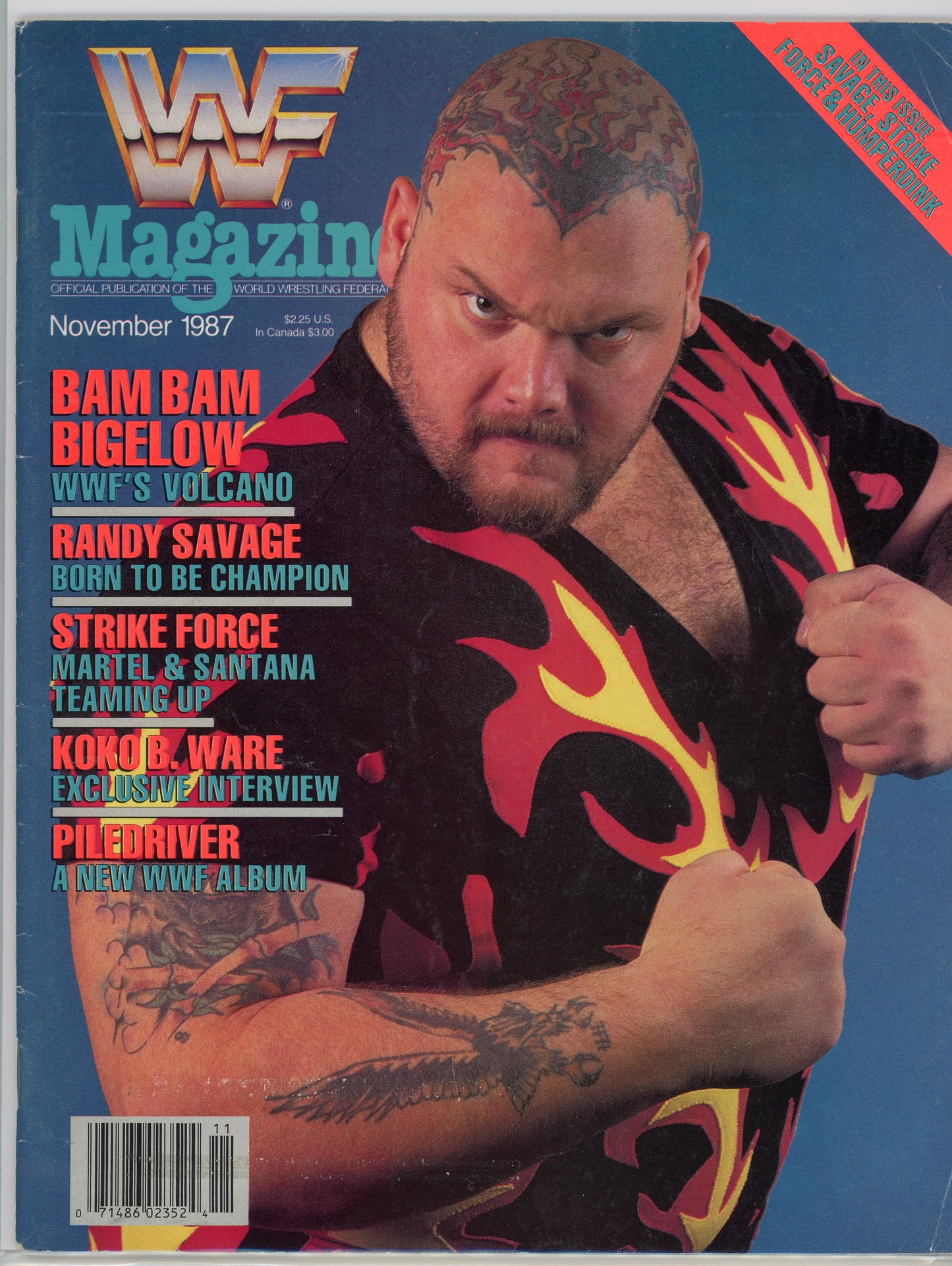 Original WWF WWE Wrestling Magazine (November, 1987) Bam Bam Bigelow