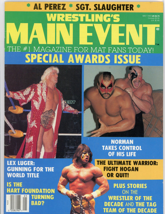 Original Wrestling Main Event Magazine (May, 1990) Ric Flair, Road Warriors