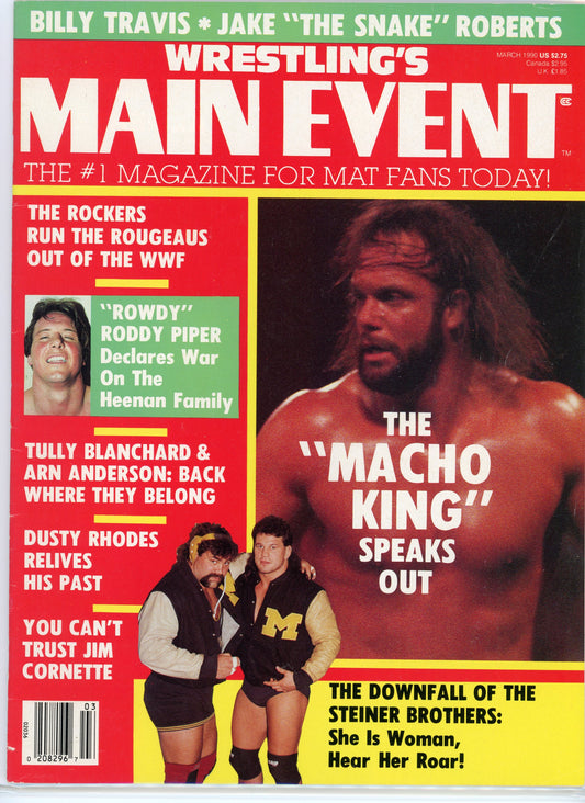 Original Wrestling Main Event Magazine (March, 1990) Macho Man, Steiners