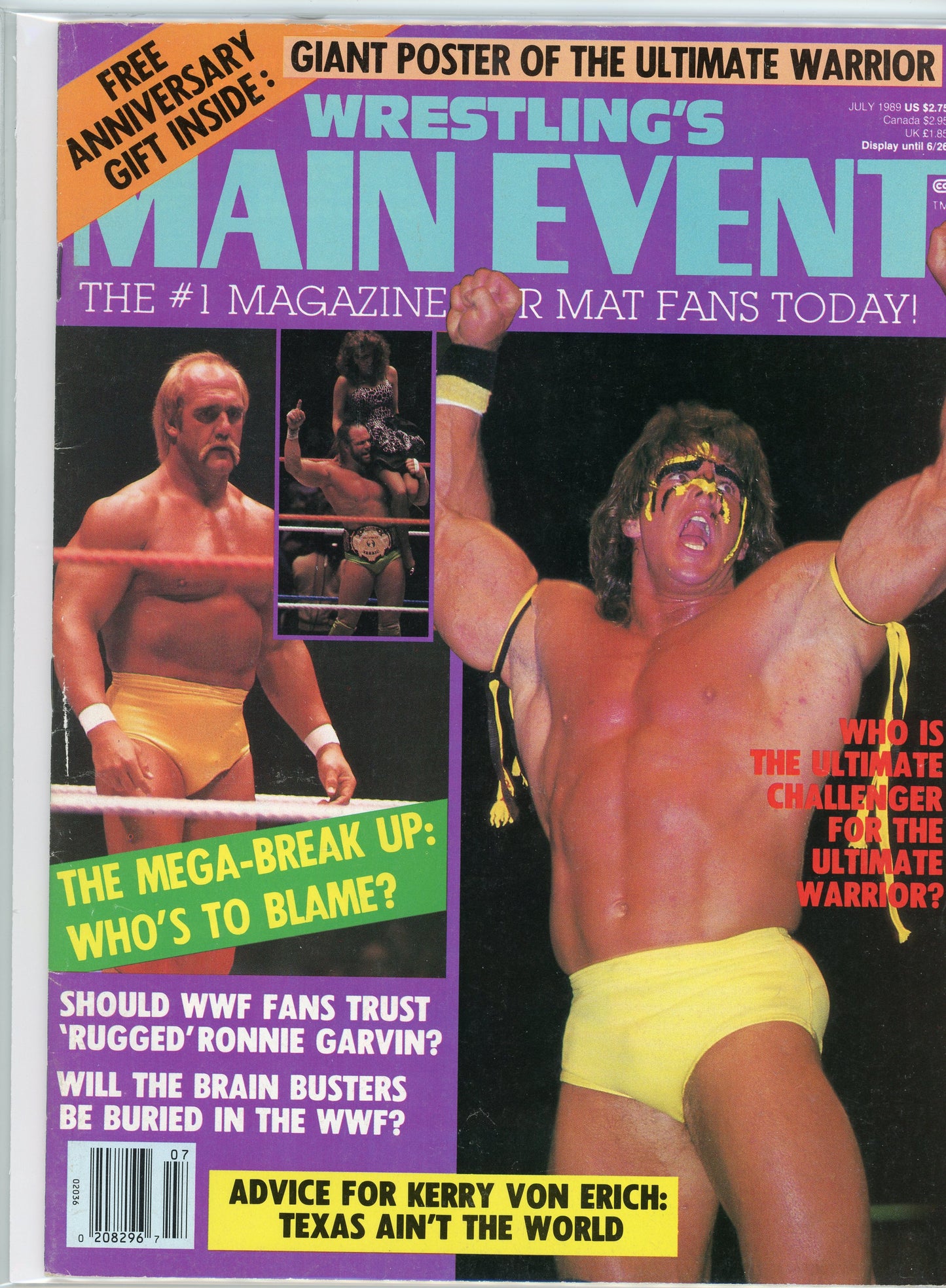 Original Wrestling Main Event Magazine (July, 1989) Hulk Hogan Ultimate Warrior