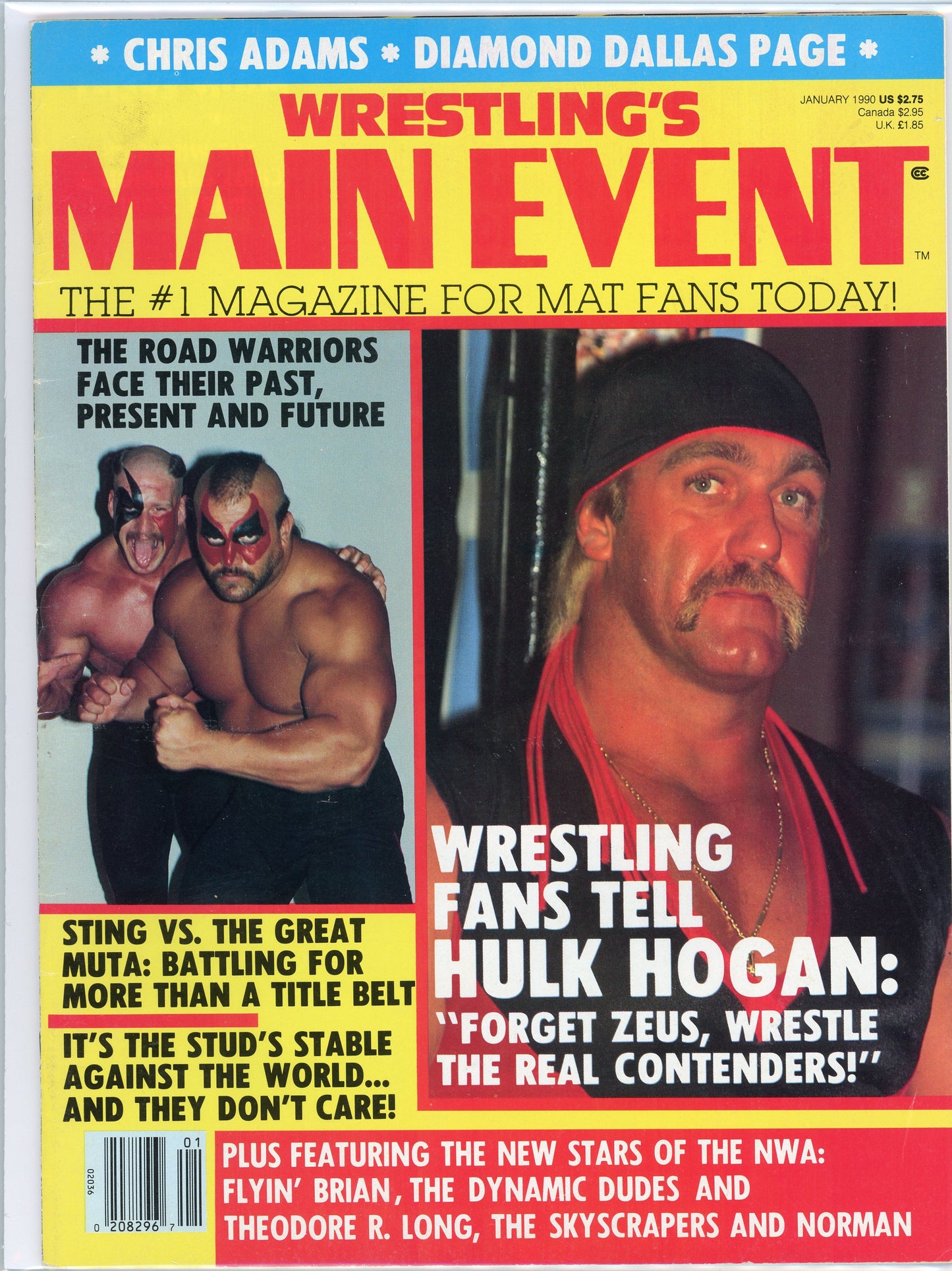 Original Wrestling Main Event Magazine (January, 1990) Hogan, Road Warriors