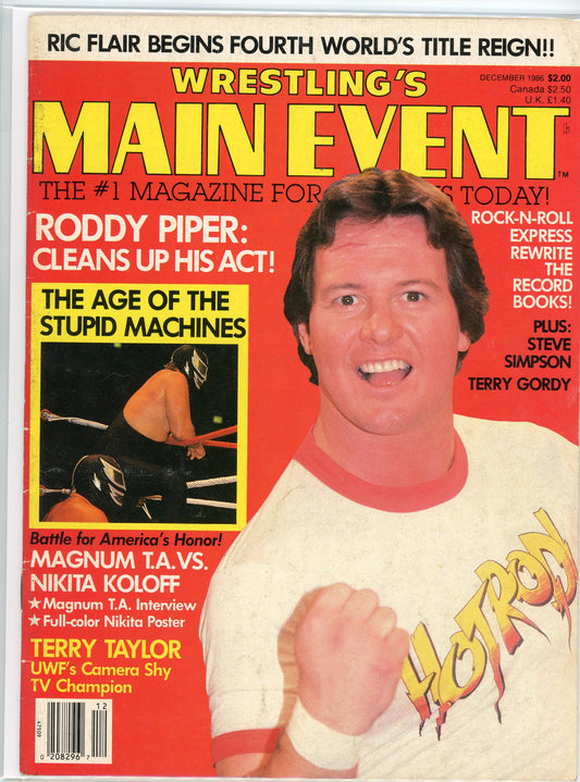 Original Wrestling Main Event Magazine (December, 1986) Roddy Piper, Machines