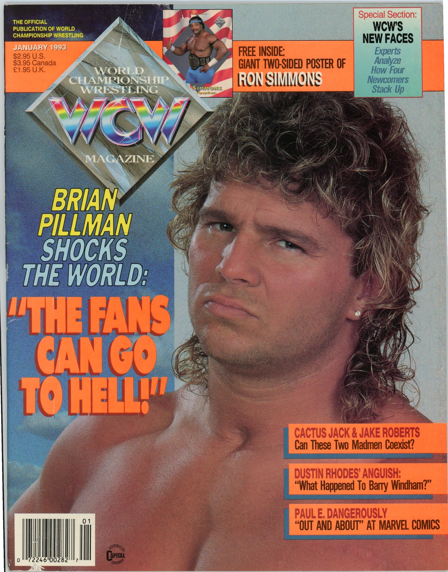 Original WCW Wrestling Magazine (January, 1993) Flying Brian Pillman