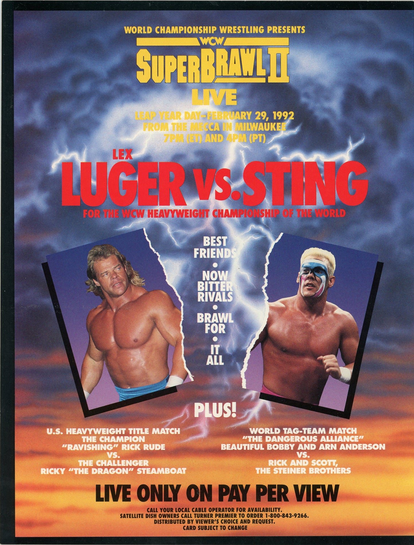 Original WCW Wrestling Magazine (April, 1992) Sting, Lex Luger