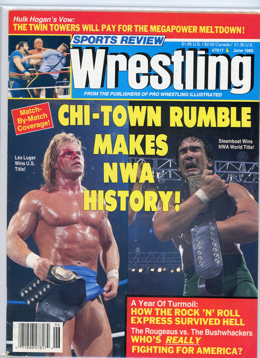 Sports Review Wrestling Magazine (June, 1989) Steamboat, Lex Luger