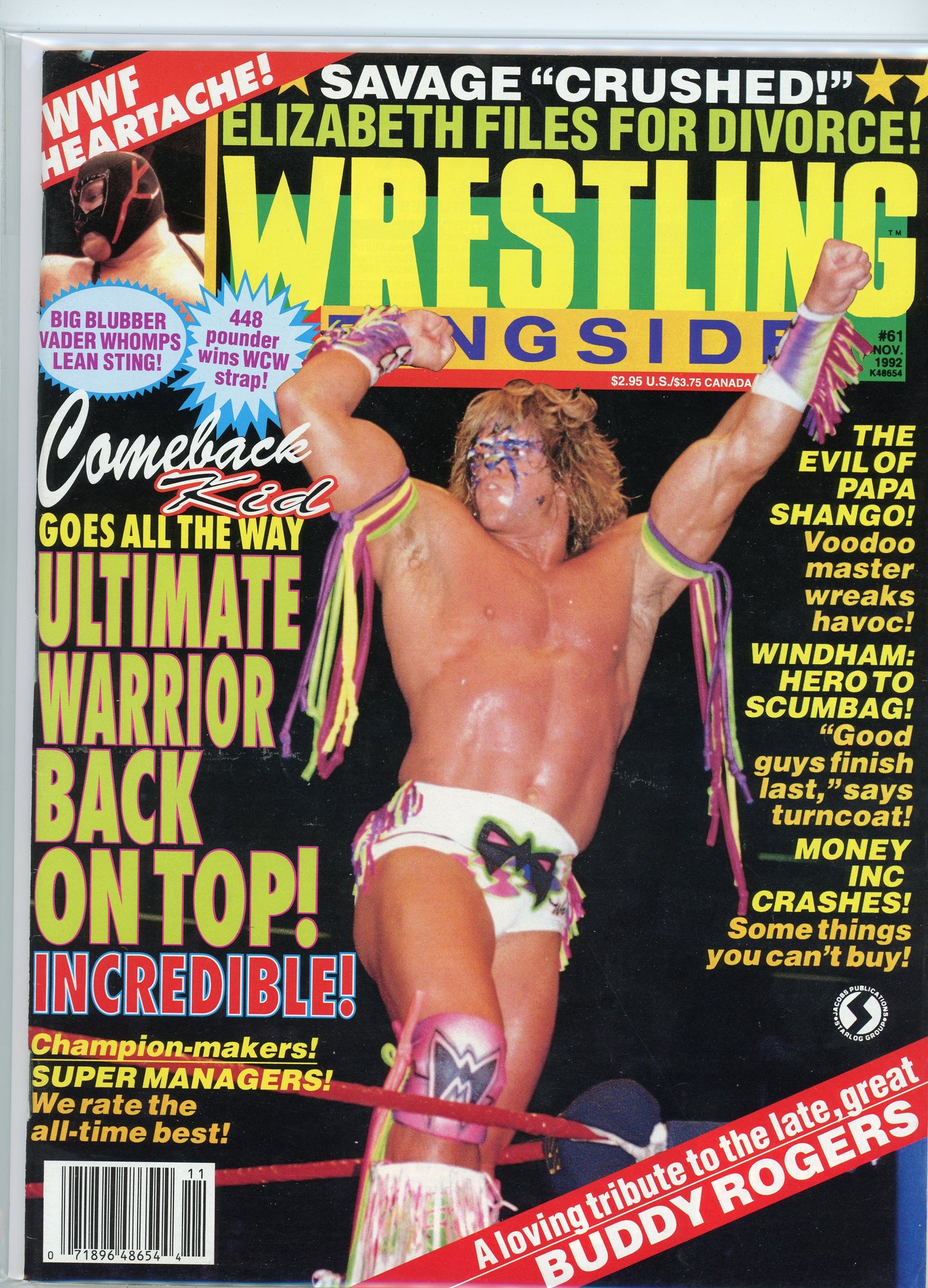 Wrestling Ringside Magazine (November, 1992) Elizabeth, Savage Divorce