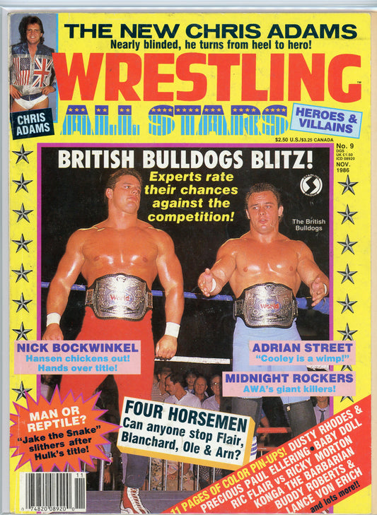 Wrestling All Stars Vintage Magazine (November, 1986) British Bulldogs