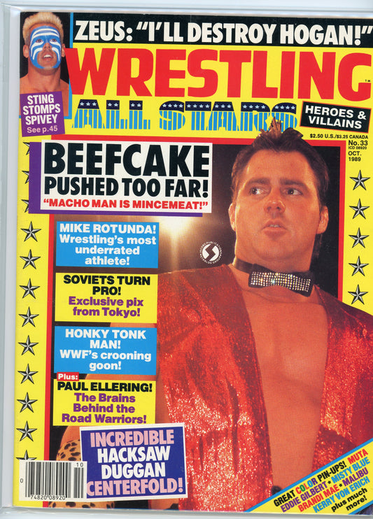 Wrestling All Stars Vintage Magazine (October, 1989) Brutus Beefcake, Sting
