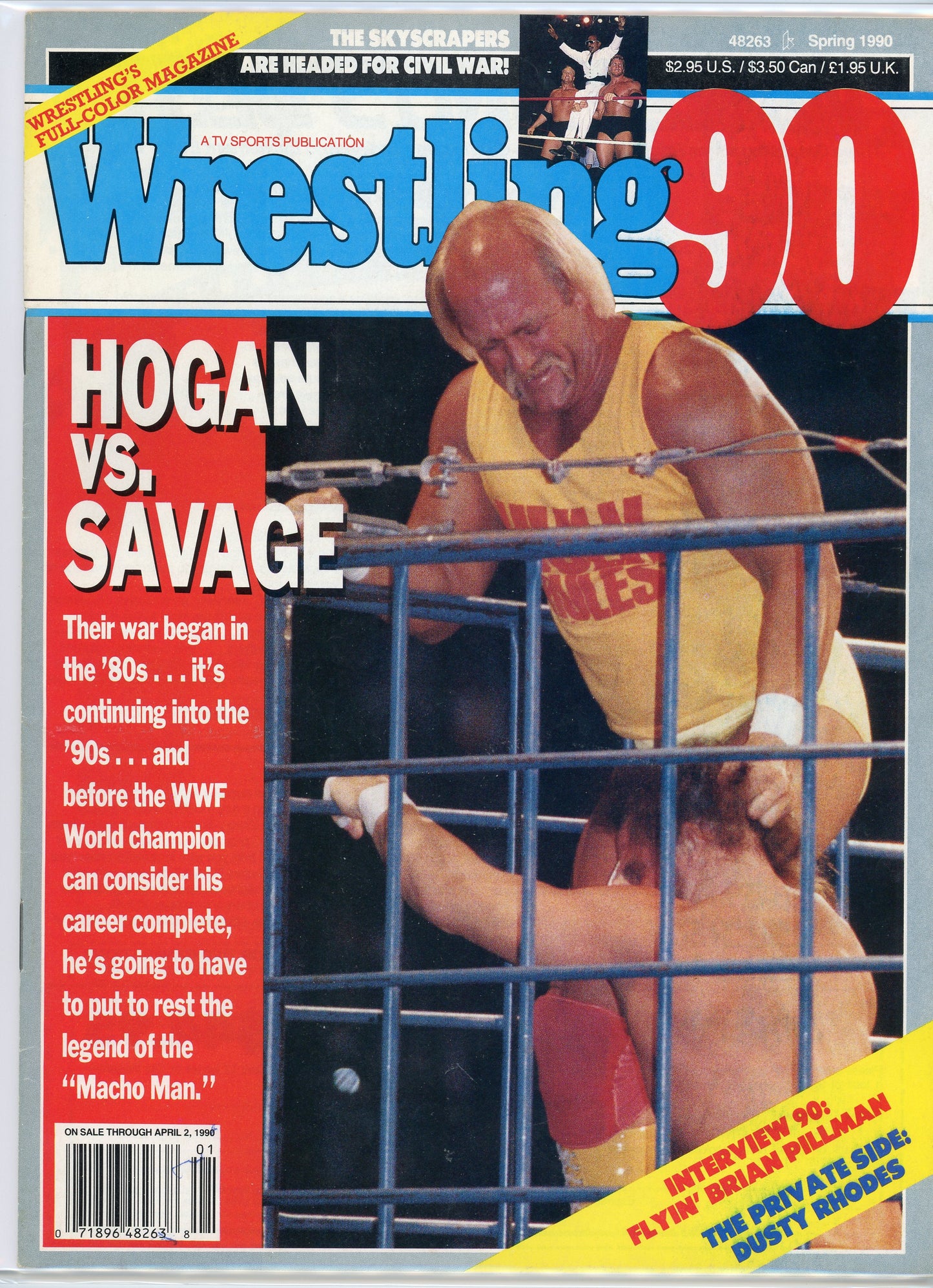 Wrestling '90 Vintage Magazine (Spring, 1990) Hulk Hogan Steel Cage