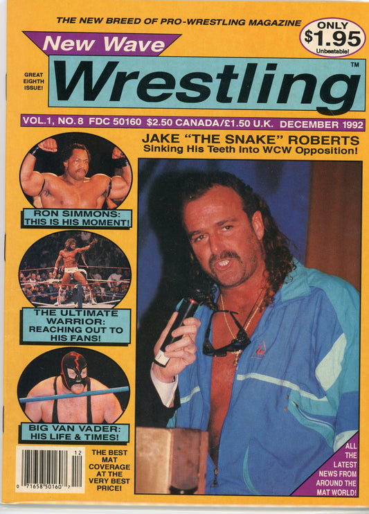 New Wave Wrestling Vintage Magazine December, 1992) Jake the Snake Roberts