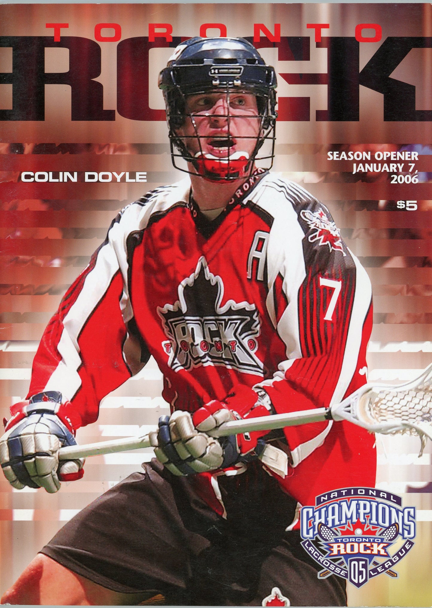 Toronto Rock Lacrosse Game Book Program (July 17, 1996) Arizona Sting Colin Doyle