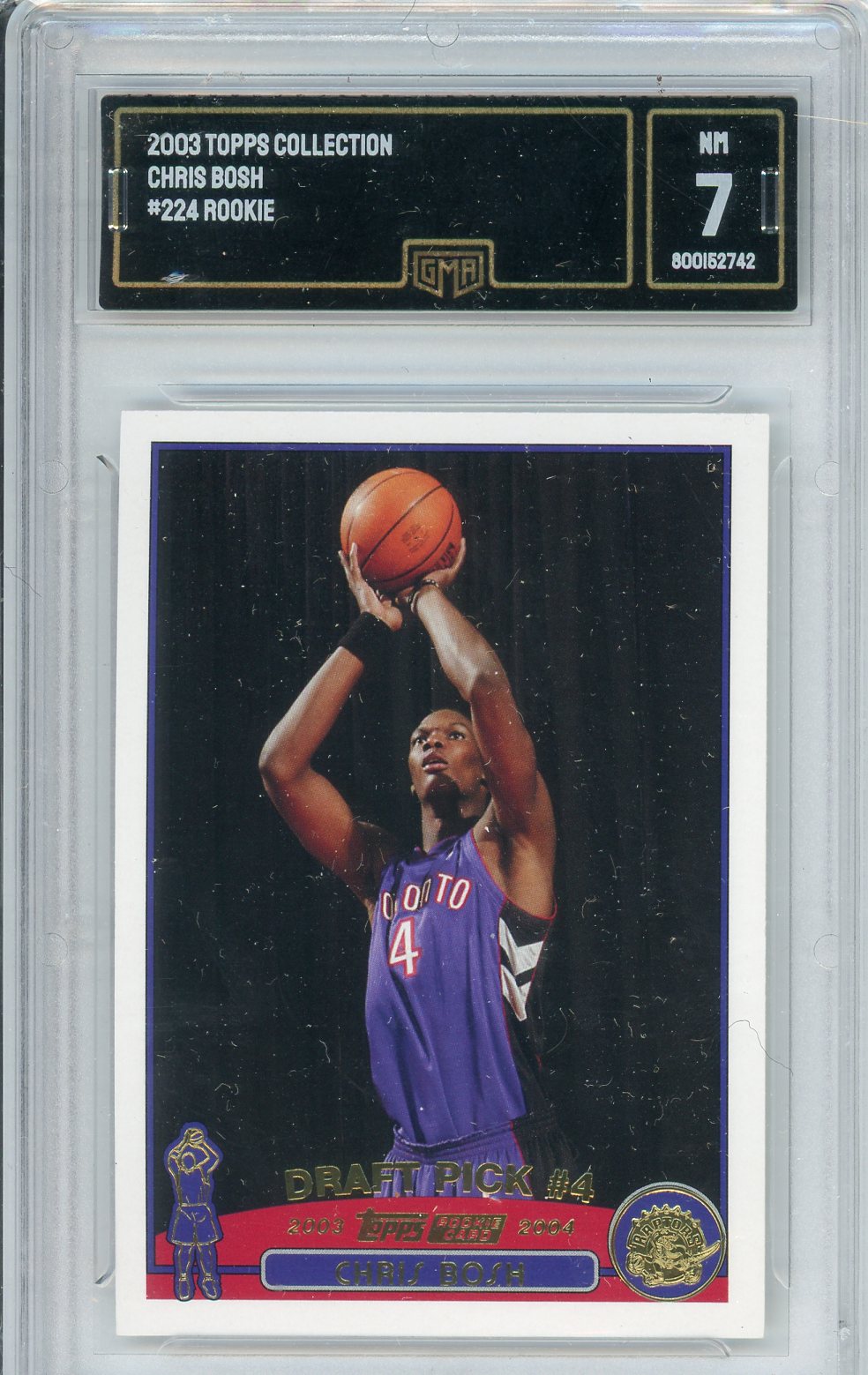 2003 Topps Collection Chris Bosh #224 Rookie Card GMA 7