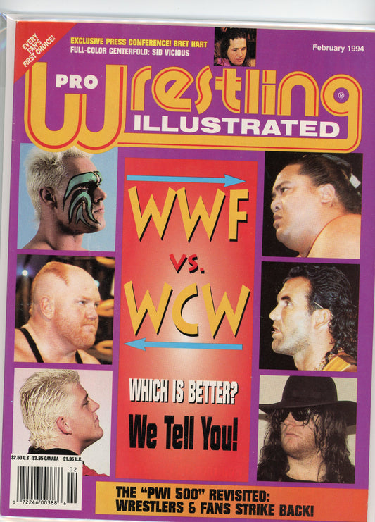 PWI Pro Wrestling Illustrated Magazine (February, 1994) WCW VS WWF
