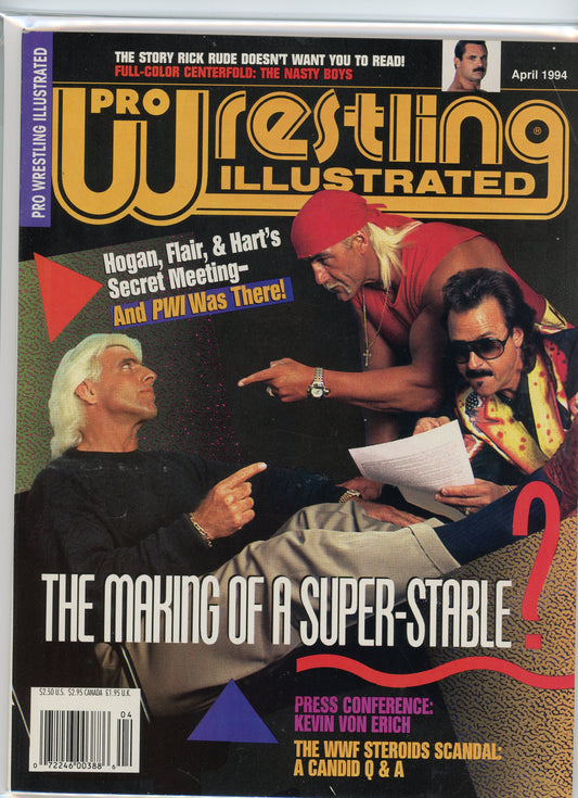 PWI Pro Wrestling Illustrated Magazine (April, 1994) Ric Flair, Hulk Hogan, Jimmy Hart