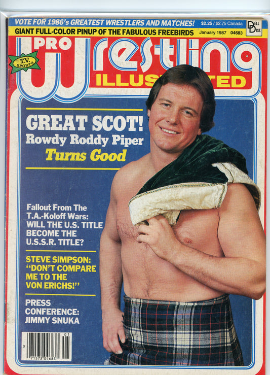 PWI Pro Wrestling Illustrated Magazine (January, 1987) Rowdy Roddy Piper