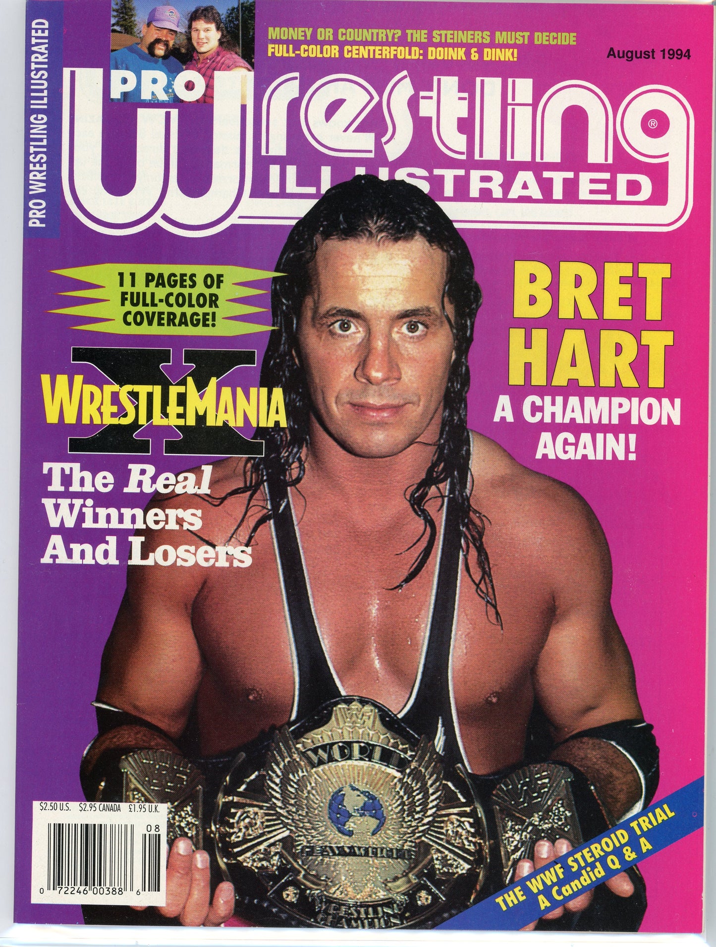 PWI Pro Wrestling Illustrated Magazine (August, 1994) Bret Hart WWF Title
