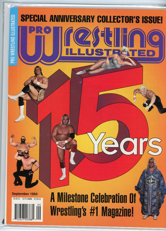 PWI Pro Wrestling Illustrated Magazine (September, 1994) 15th Anniversary