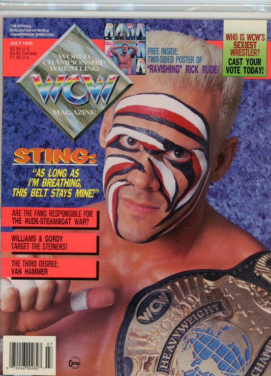 WCW Wrestling Magazine (July, 1992) Sting World Champion