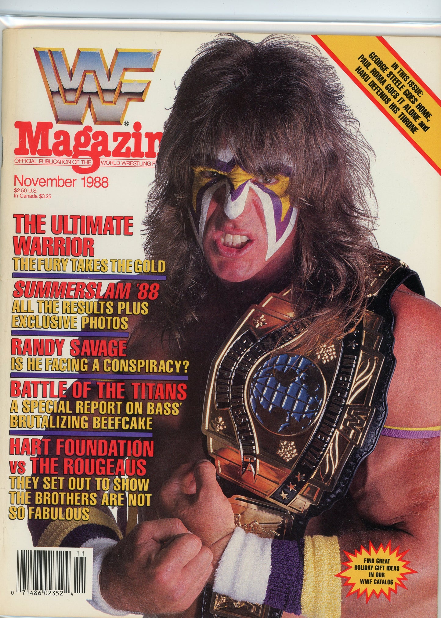 WWF WWE Wrestling Magazine (November, 1988) Ultimate Warrior