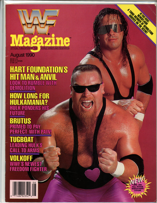 WWF WWE Wrestling Magazine (August,1990) Bret Hart Foundation