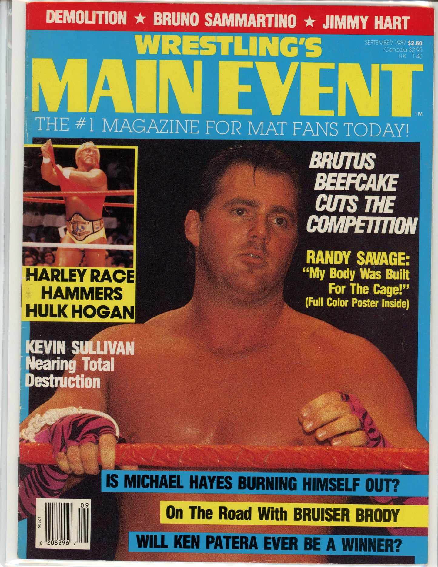 Wrestling's Main Event Magazine (September, 1987) Brutus Beefcake, Hulk Hogan