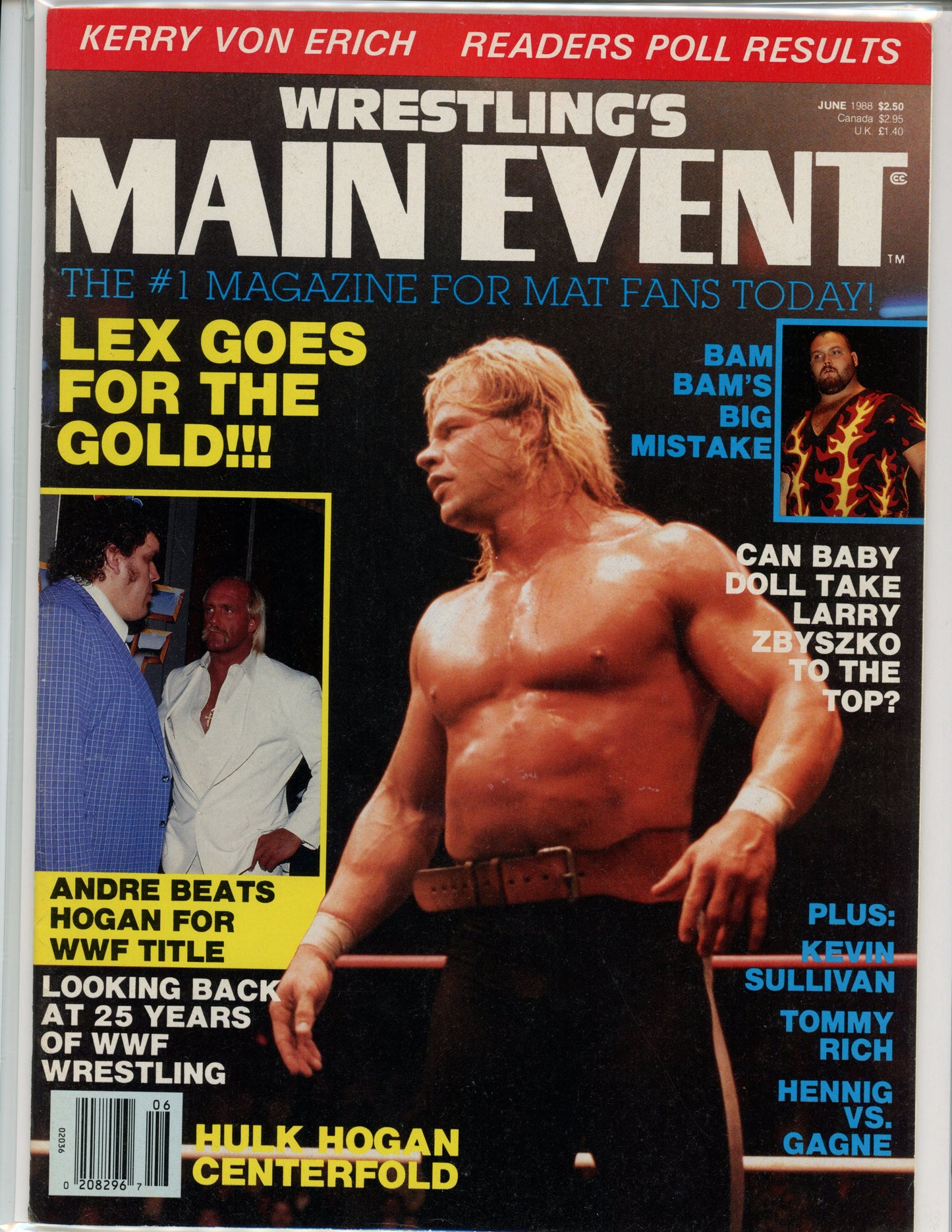 Wrestling's Main Event Wrestling Magazine (June, 1988) Hulk Hogan, Andre The Giant