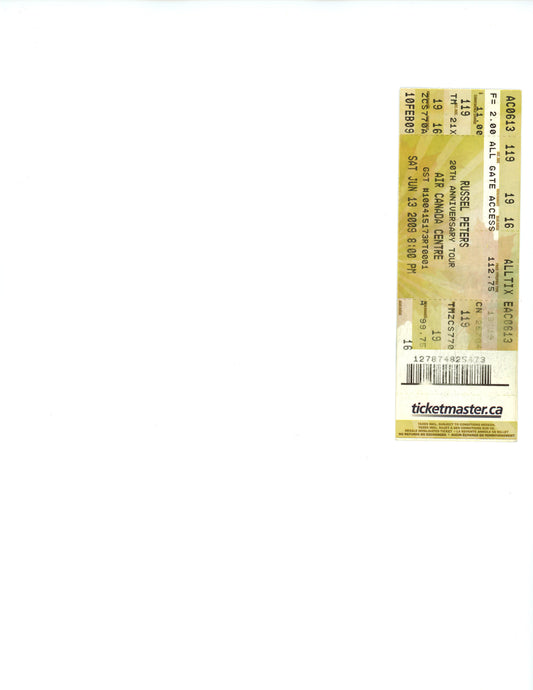 Original Russel Peters Vintage Concert Ticket Air Canada Centre (Toronto, 2009)