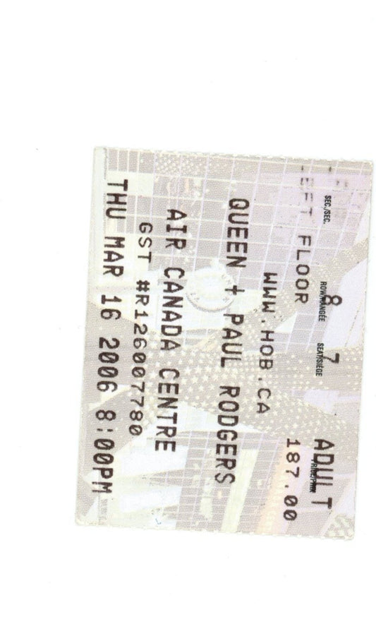 QUEEN w/ Paul Rodgers Vintage Concert Ticket Stub Air Canada Centre (Toronto, 2006)