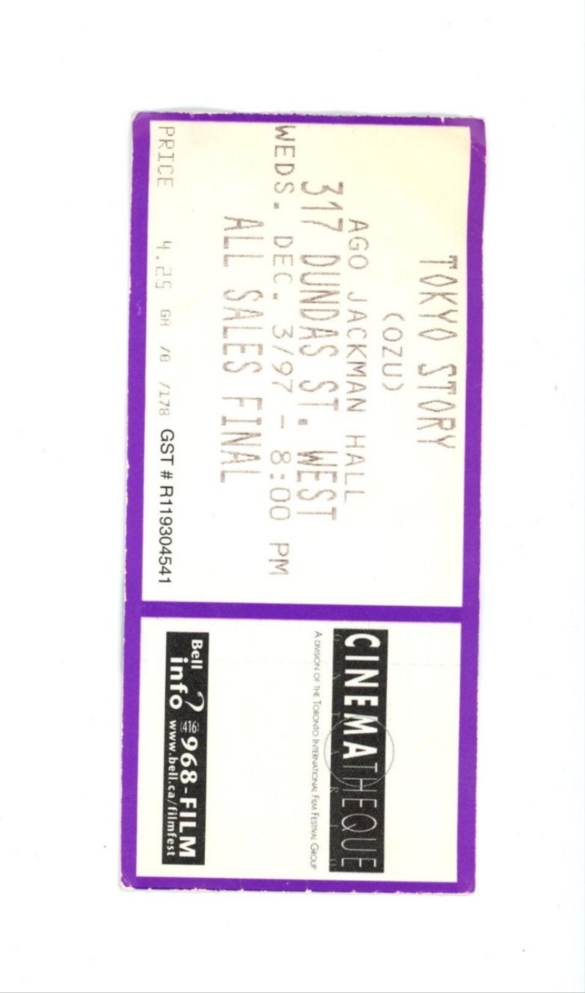Original Tokyo Story Vintage Concert Play Ticket Stub AGO Jackman Hall (Toronto, 1997)