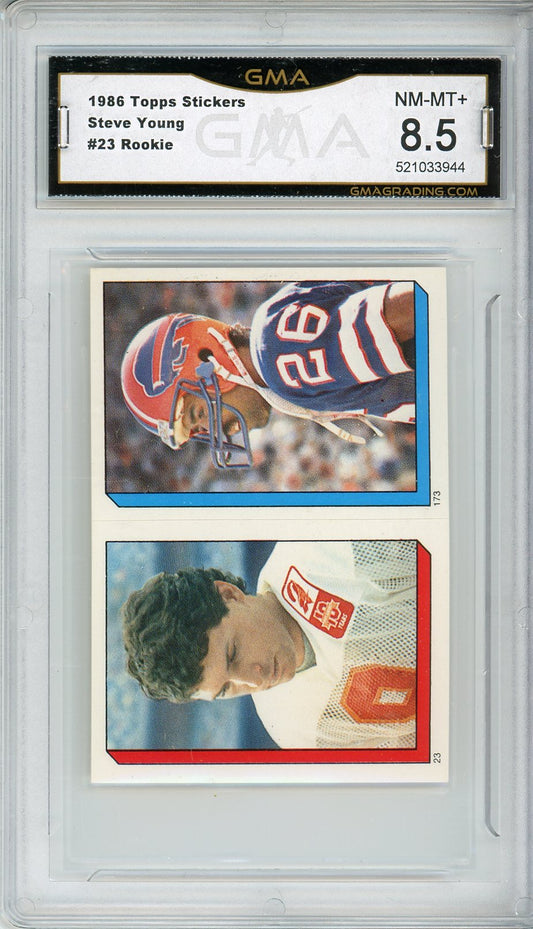 1986 Topps Stickers Steve Young #23 Rookie Card GMA 8.5