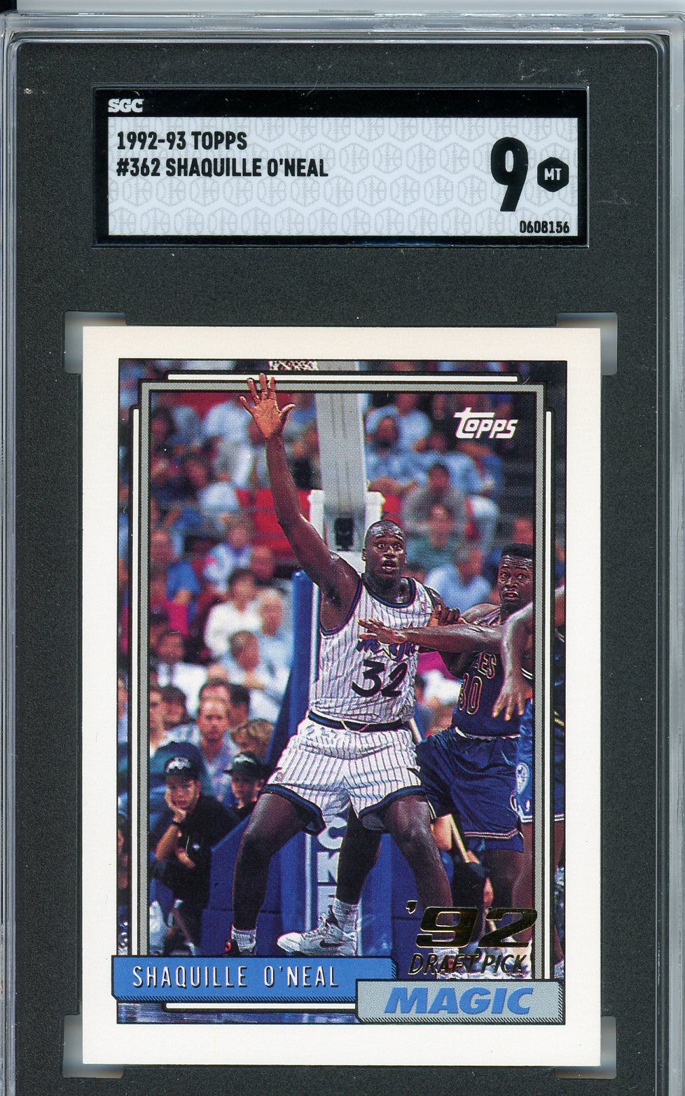 1992-93 Topps #362 Shaquille O'Neal Rookie Basketball Card SGC 9